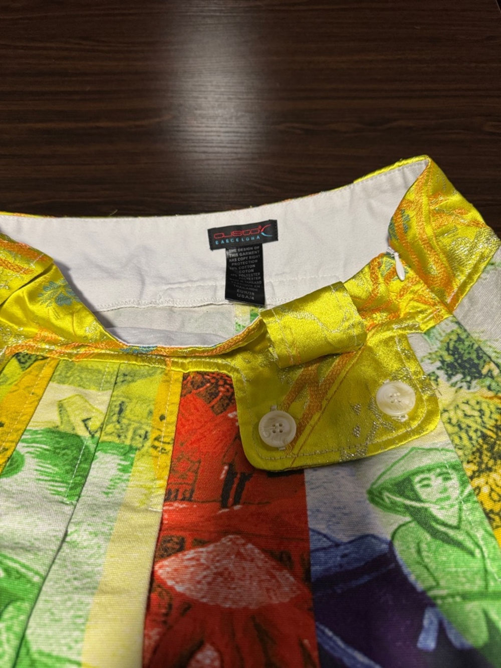 Custo Barcelona Multicolor Printed Mini Skirt with Yellow Waistband - Picture 2 of 5